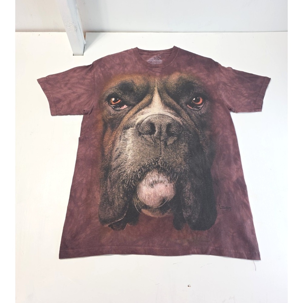 The Mountain‎ Boxer Dog T Shirt Men's Size Medium 2011 Vincent Hie Brown Tie Dye